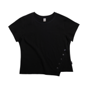 Riomeu Button Unbalanced Short-sleeved T-shirt Black