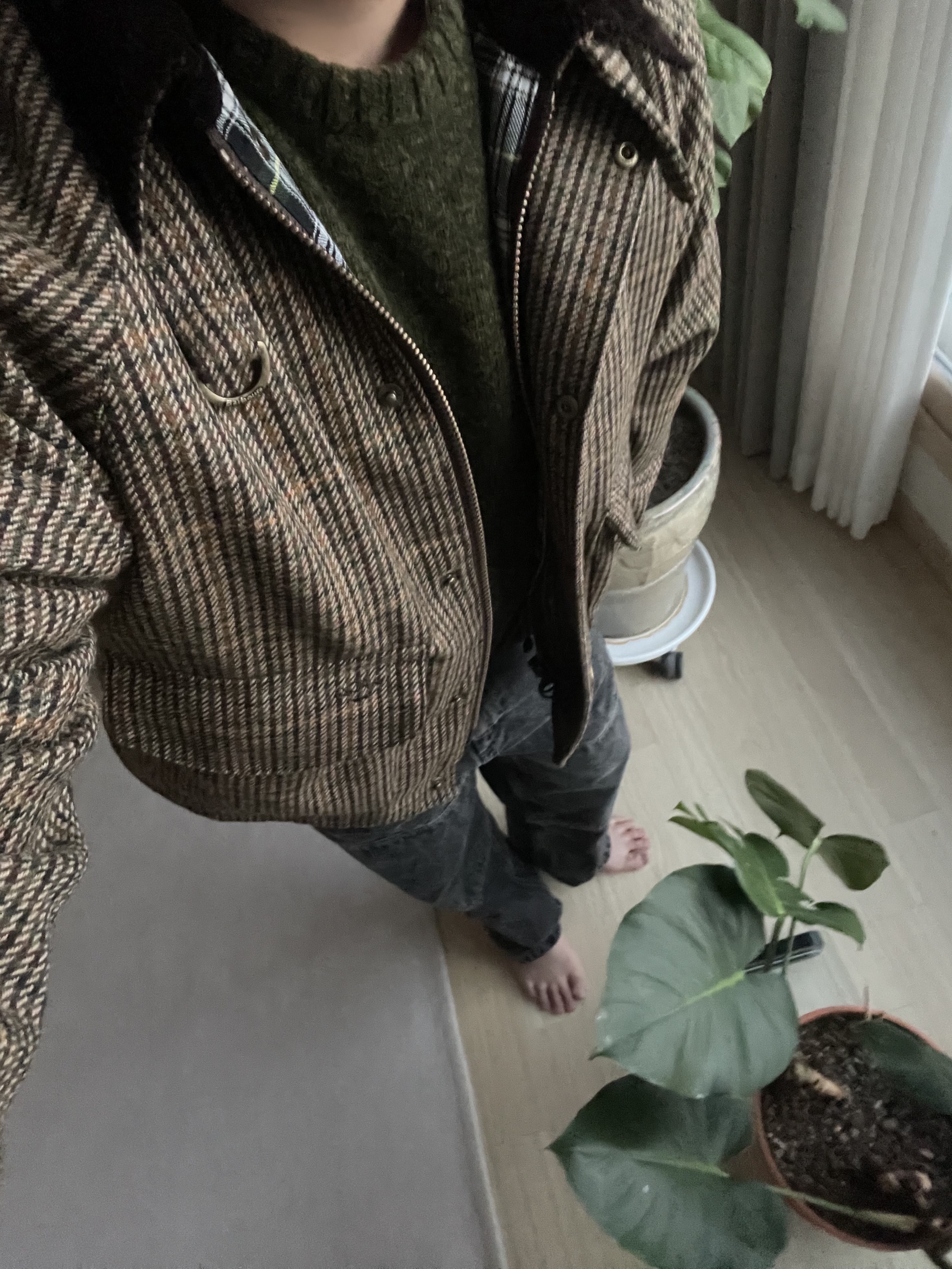 Barbour x Noah Tweed Wading Jacket Multi, Polar Skate Co 93 Work Pants Washed Black 착용 스타일 - 1