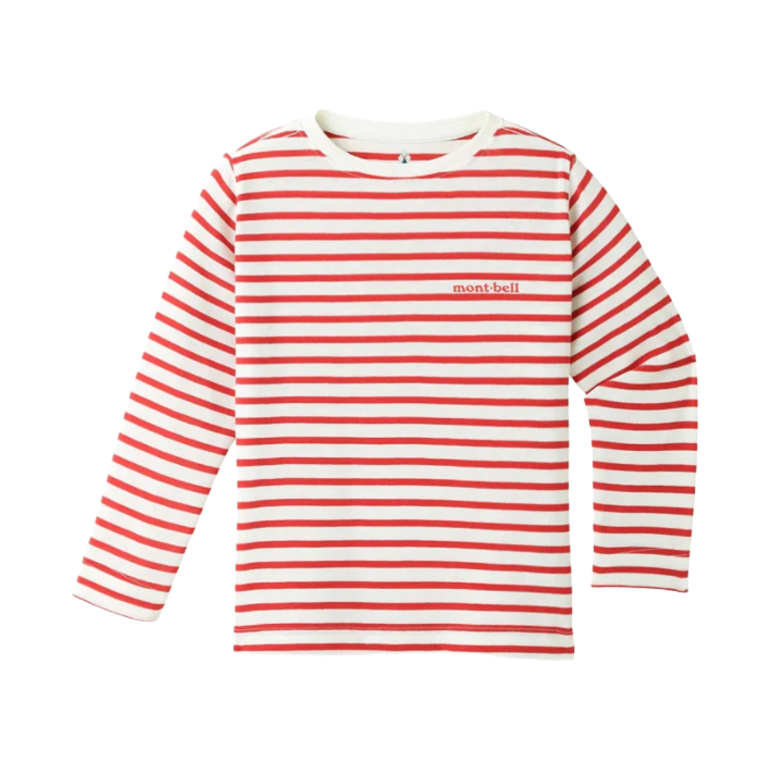 (키즈) 몽벨 위크론 스트라이프 롱슬리브 티셔츠 화이트 레드((Kids) Montbell Wickron Striped Long Sleeve T-Shirt White Red)
