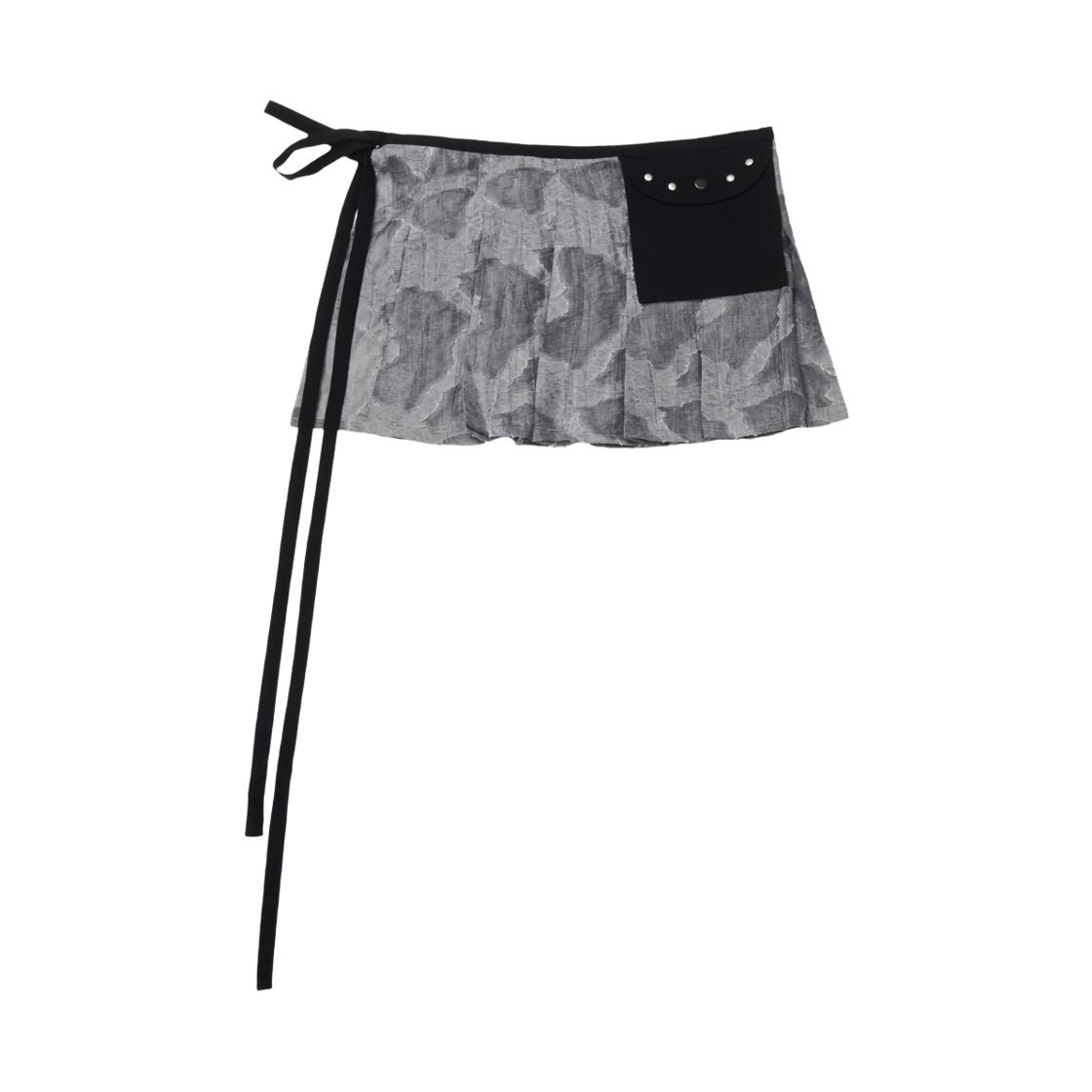 RADIANT183 Riomeu Rivet Pocket Wrap Layered Skirt Black