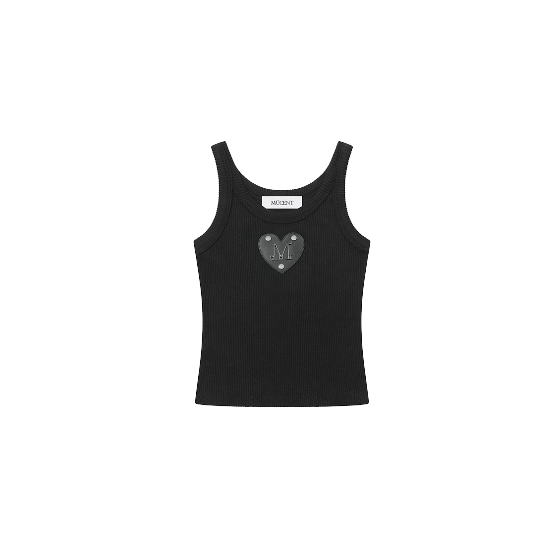무센트 디온 메탈 로고 하트 패치 슬리브리스 나시 (2컬러) 블랙(MUCENT Dyon Metal Logo Heart Patch Sleeveless (2Color) Black)