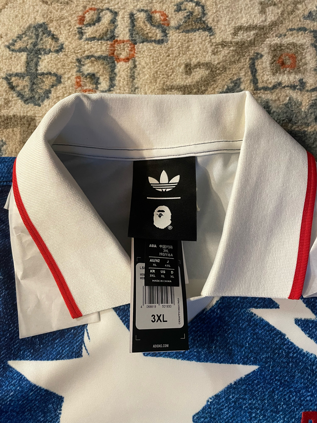 Adidas x BAPE Long Sleeve Standard Jersey Medium Blue Denim - KR Sizing 착용 스타일 - 2