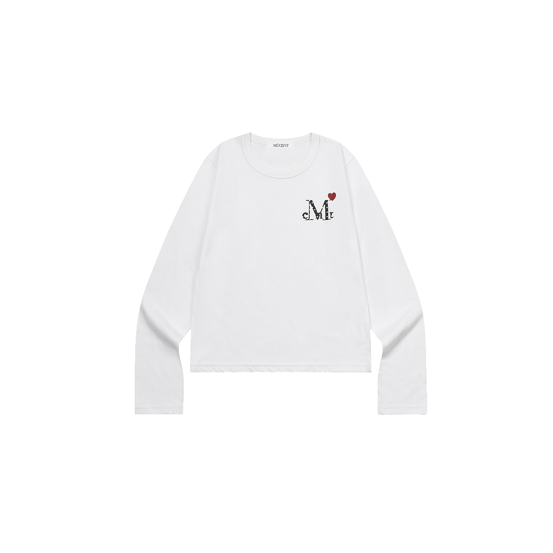무센트 러브릿츠 미니 하트 로고 긴팔 티 (2컬러) 화이트(MUCENT Lovrits Mini Heart Logo Long Sleeve T (2Color) White)