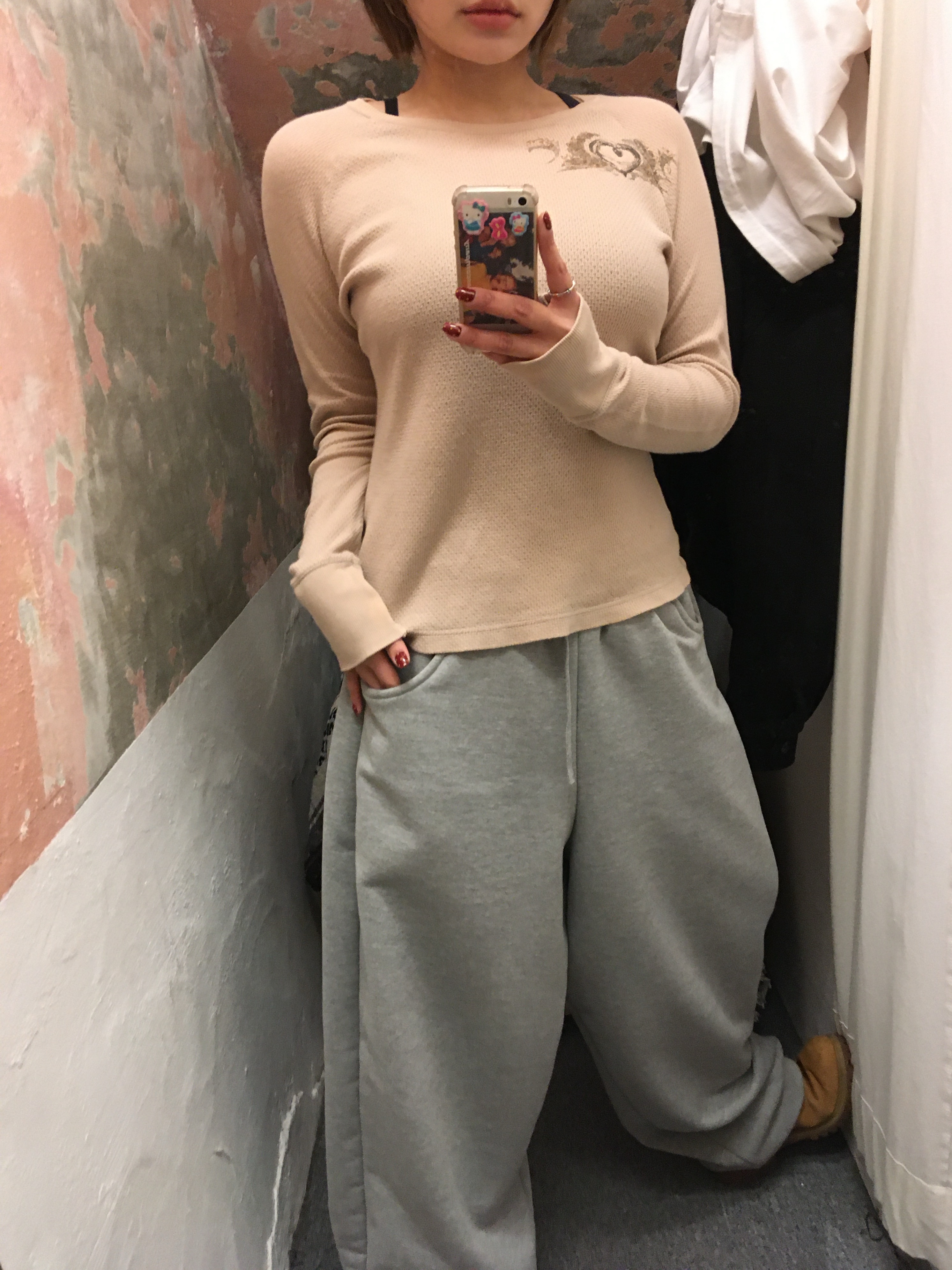 MJD Everyday Heavy Sweat Baggy Pants Melange Grey 착용 스타일 - 2