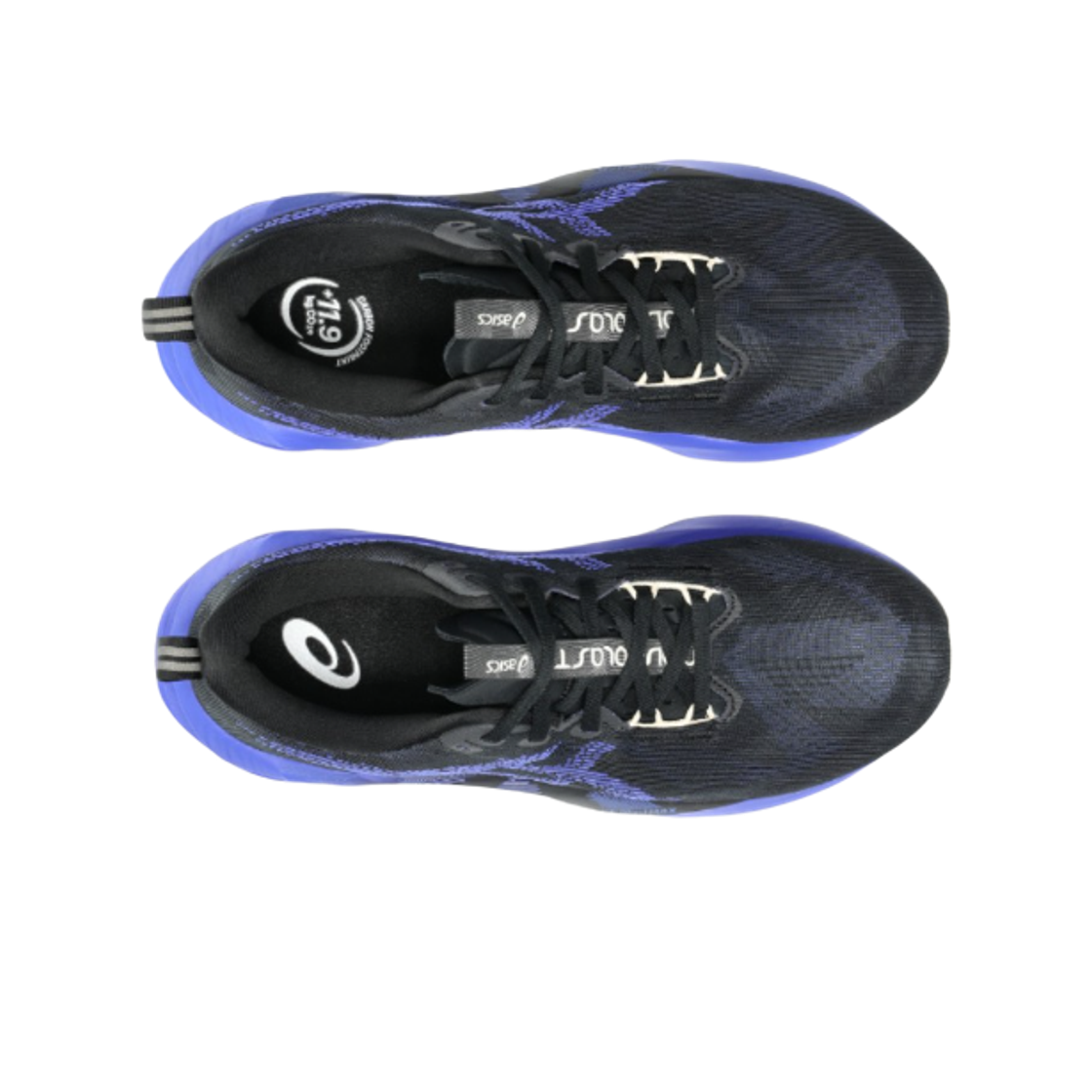 아식스 노바블라스트 5 블랙 코발트 버스트 - 2E 와이드(Asics Novablast 5 Black Cobalt Burst - 2E Wide) - 2