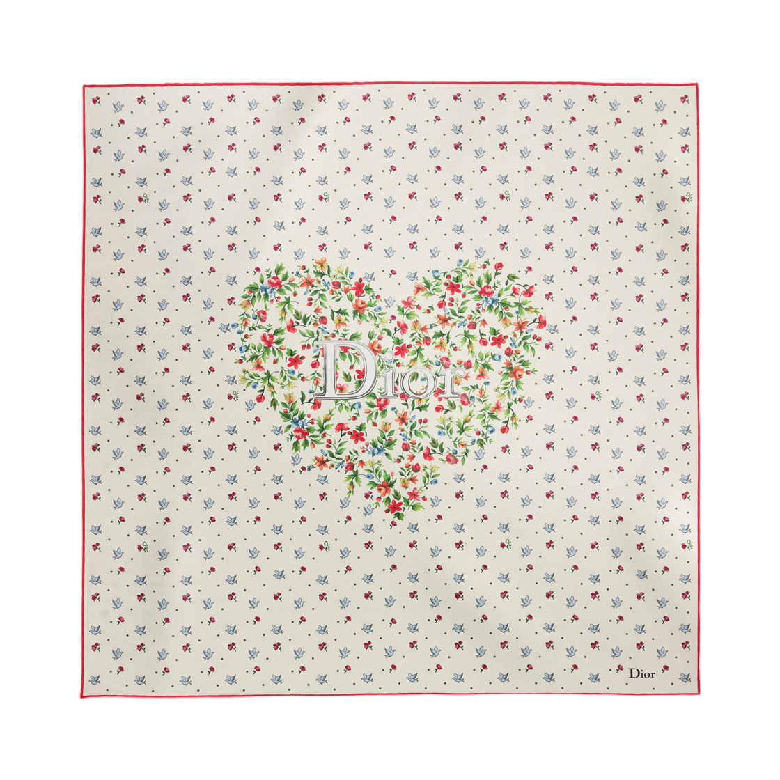 (W) 디올아무르 도브 & 로즈 70 스퀘어 스카프 실크 트윌 멀티컬러((W) Dior Dioramour Doves & Roses 70 Square Scarf Silk Twill Multicolor)