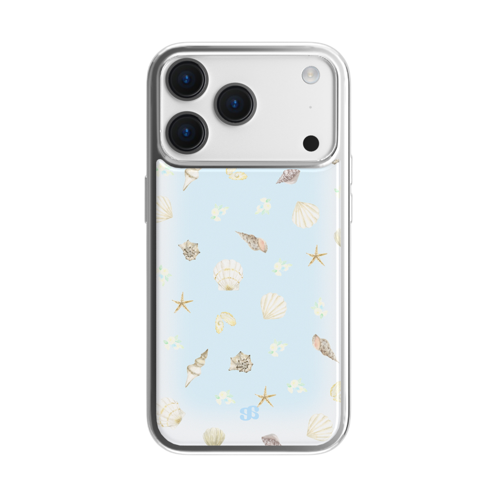 E2601_0002 earpearp Aqua Shells Epoxy Bumper Case - Silver