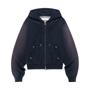 Thevinylhouse Dyed Crop Hoodie Zip-Up Navy