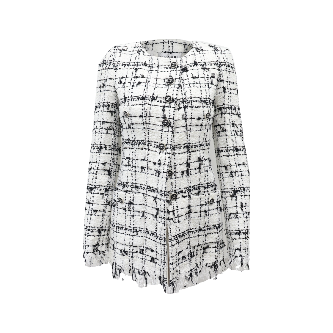 IT428PQQC4FU Chanel P71827 Tweed Jacket in White and Black