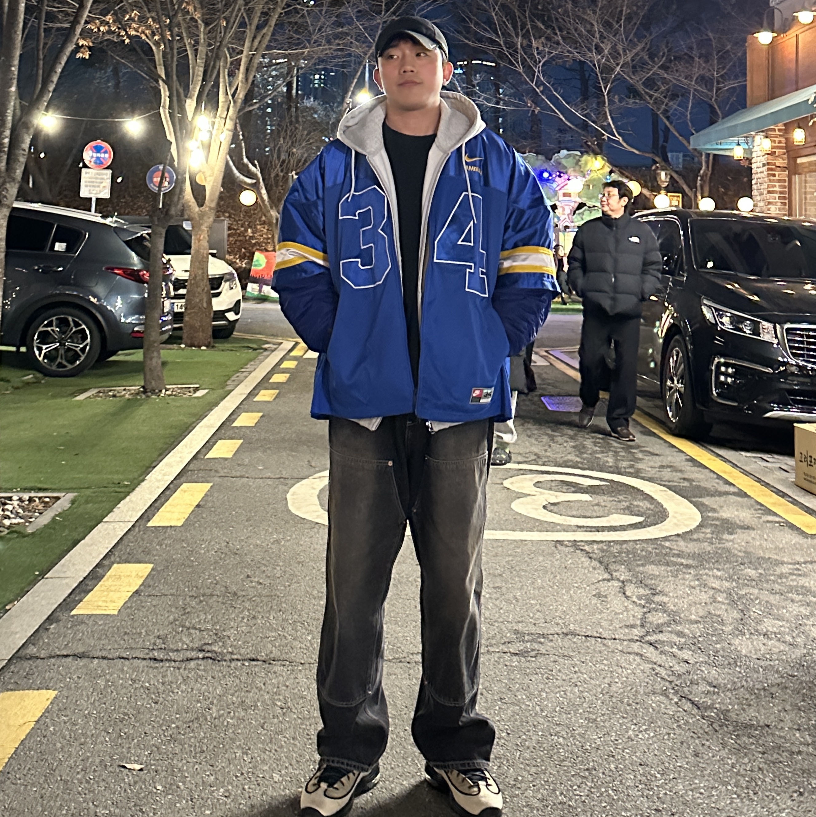 Nike x Ambush Jacket Deep Royal Blue - Asia, Palace Sofar Zip Hood Grey Marl - 24FW 착용 스타일 - 1