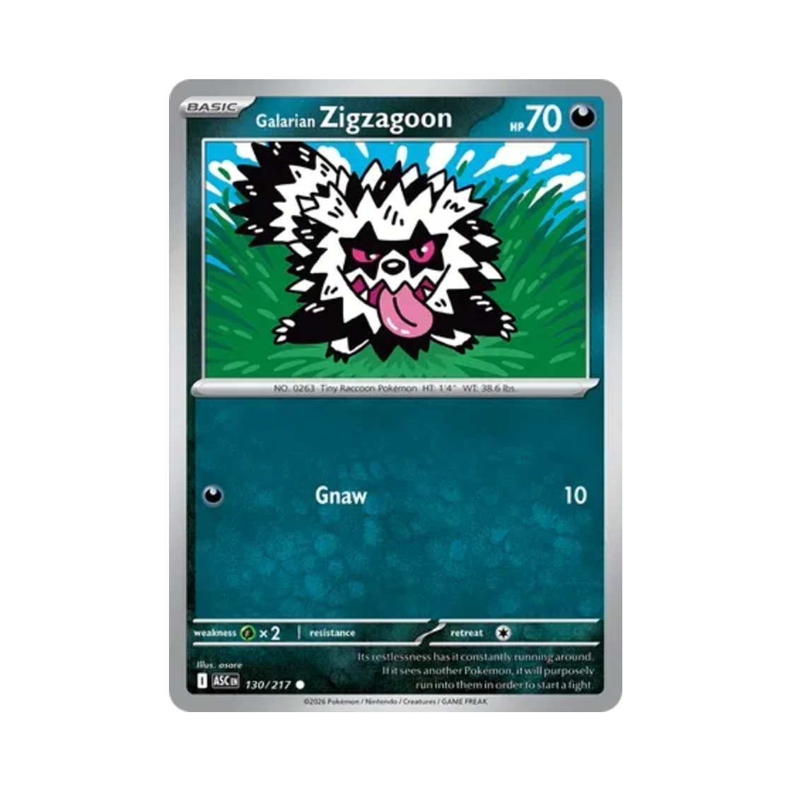 ASC130-217 Pokemon TCG Galarian Zigzagoon C Mega Evolution Ascended Heroes (English Ver.)