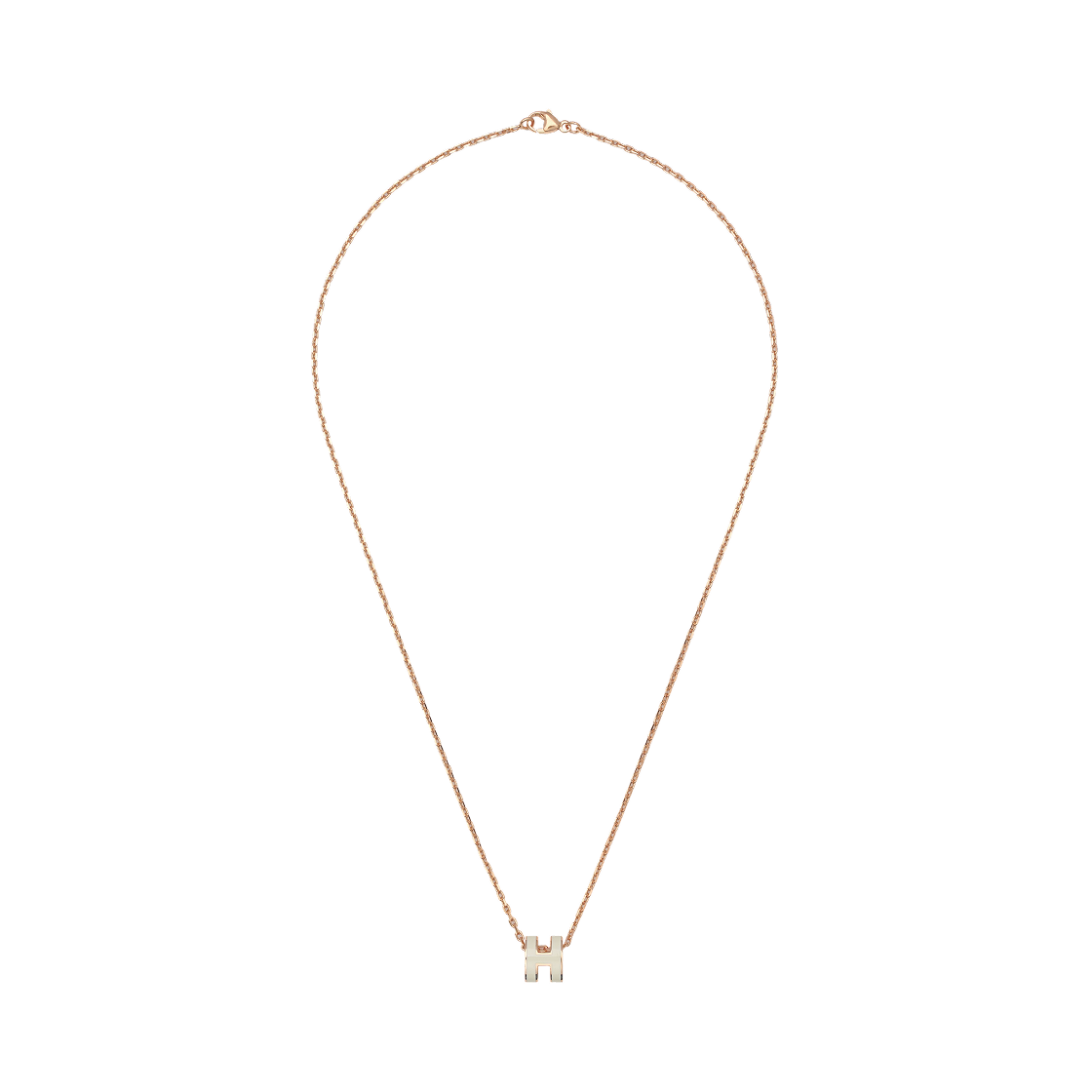 H147992FO49 (W) Hermes Mini Pop H Pendant Rose Gold & Blanc