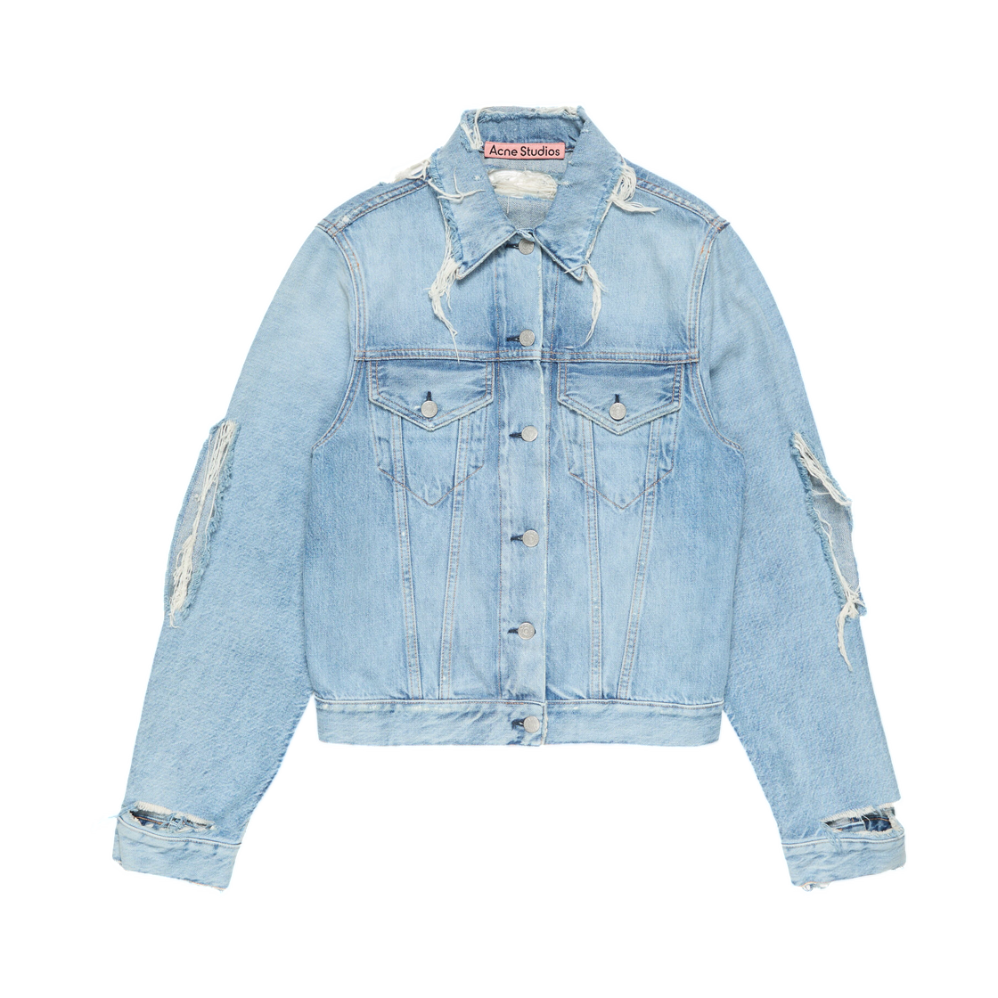 (W) 아크네 스튜디오 디스트레스드 데님 자켓 라이트 블루((W) Acne Studios Distressed Denim Jacket Light Blue)