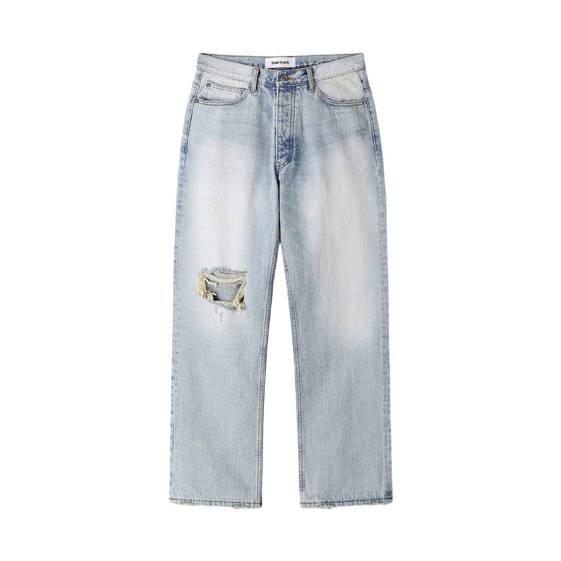 토니웩 디스트레스드 루즈 스트레이트 데님 진 라이트 블루(Tonywack Distressed Loose Straight Denim Jeans Light Blue)
