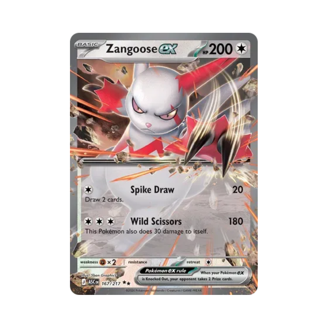포켓몬 TCG 쟝고 ex DR 메가 에볼루션 어센드 히어로즈 (영문판)(Pokemon TCG Zangoose ex DR Mega Evolution Ascended Heroes (English Ver.)) - 1