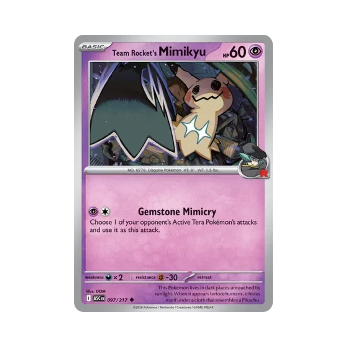 ASC097-217 Pokemon TCG Team Rocket's Mimikyu U Mega Evolution Ascended Heroes (English Ver.)