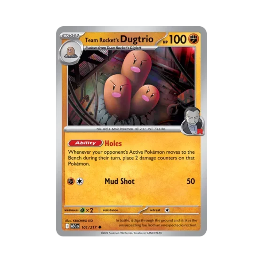 ASC101-217 Pokemon TCG Team Rocket's Dugtrio U Mega Evolution Ascended Heroes (English Ver.)
