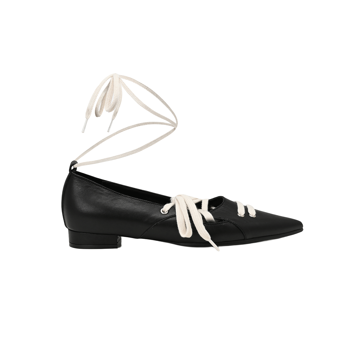 나체 우먼 스트랩 스틸레토 플랫 슈즈 블랙 - 26SS(Nache Women Strap Stiletto Flat Shoes Black - 26SS)