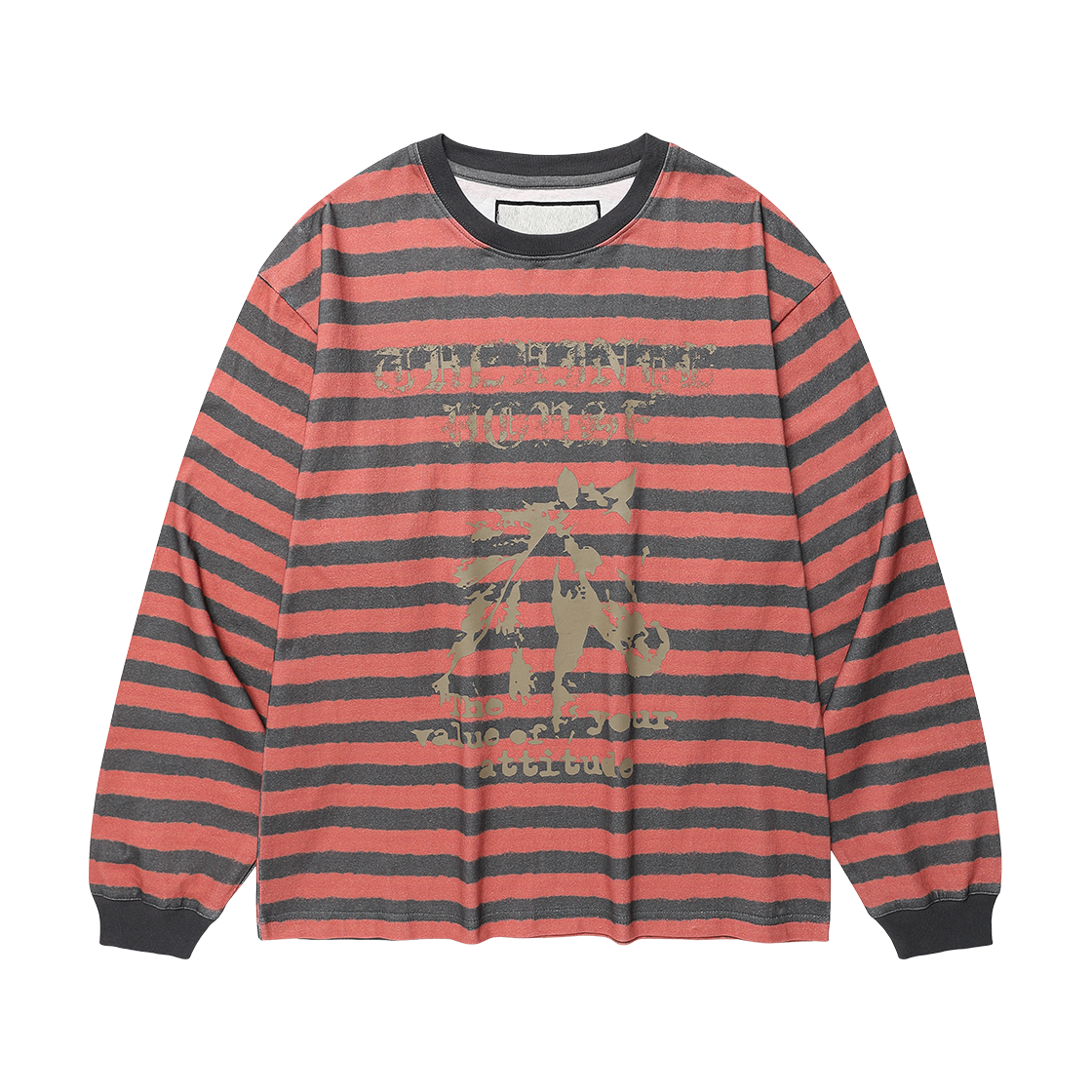 VH2GSUT553ARE Thevinylhouse Bleed Stripe Ls Tee Red