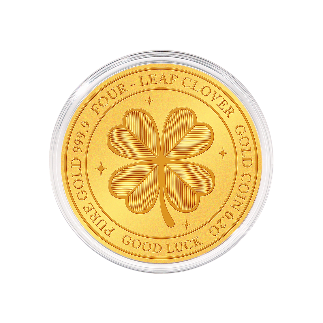 골드팡 24K 행운의 골든클로버 순금코인 0.2g + 프리미엄 가죽패키지(GOLDPANG 24K Gold Lucky Clover Coin 0.2g + Premium Leather Package)