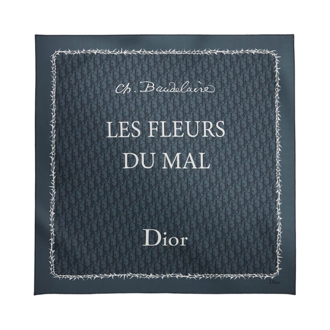(W) 디올 북 커버 70 스퀘어 스카프 실크 트윌 화이트((W) Dior Book Cover 70 Square Scarf Silk Twill Blue White)