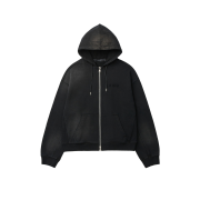IRO Nuance Canvas Color-Block Zip-Up Dyed Hoodie Black