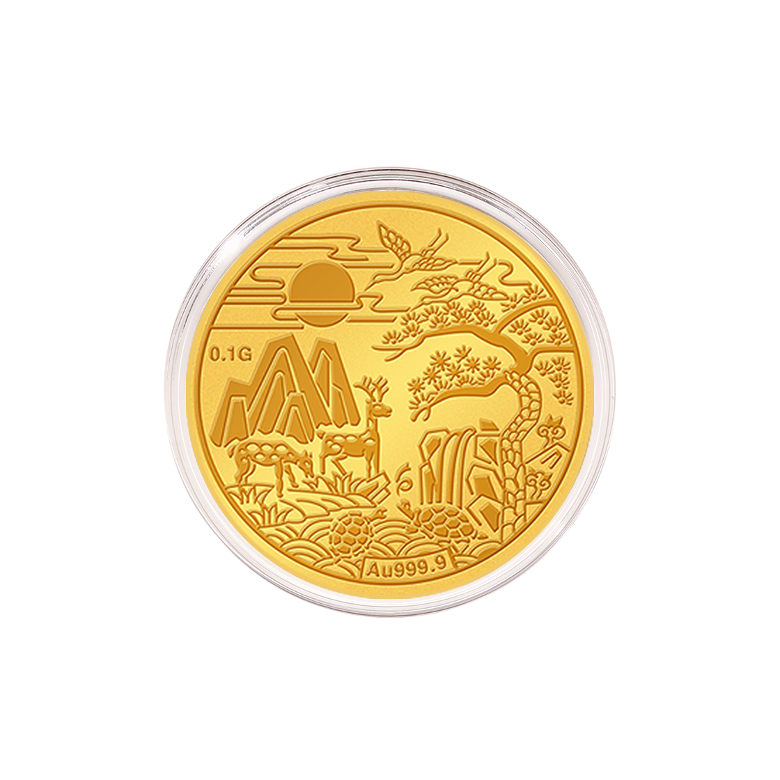 골드팡 24K 불로십장생 순금코인 0.1g + 프리미엄 가죽패키지(GOLDPANG 24K Gold Ten Symbols of Longevity Coin 0.1g + Premium Leather Package)