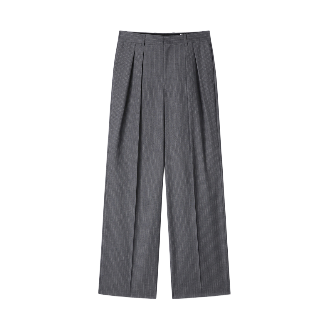 토니웩 스트라이프 울 더블 플리츠 와이드 트라우저 그레이 스트라이프(Tonywack Striped Wool Double Pleated Wide Trousers Grey Stripe) - 1