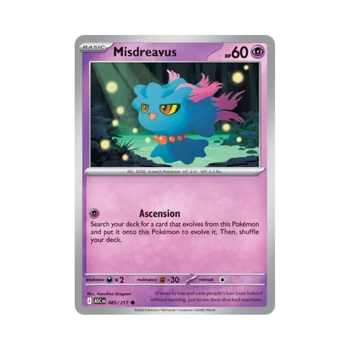 ASC085-217 Pokemon TCG Misdreavus C Mega Evolution Ascended Heroes (English Ver.)