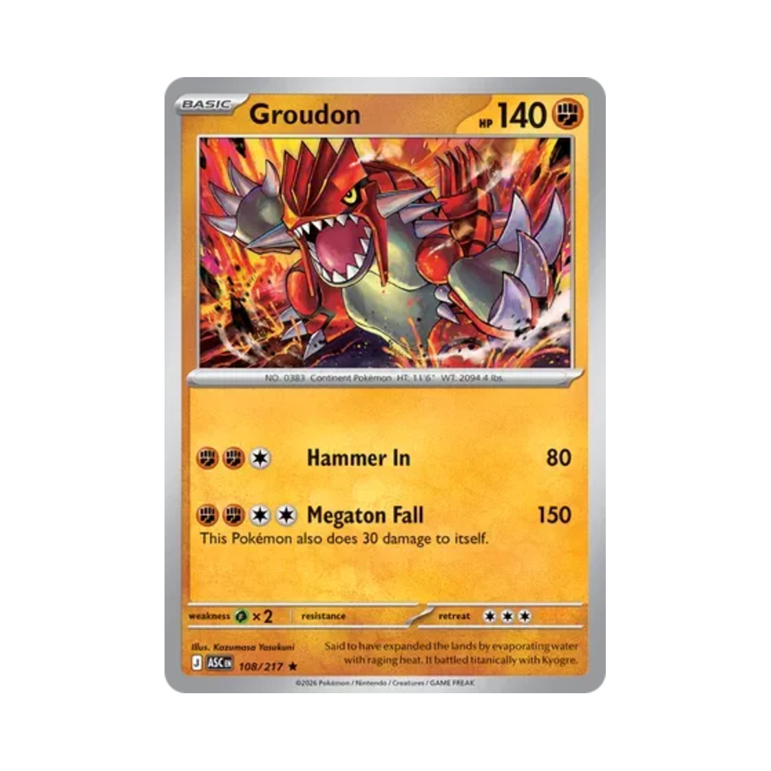 ASC108-217 Pokemon TCG Groudon R Mega Evolution Ascended Heroes (English Ver.)