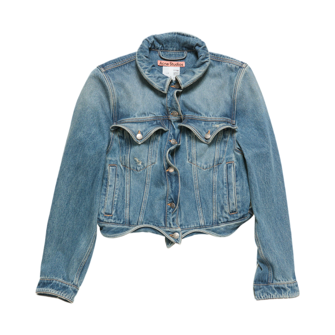 A90692-AUZ (W) Acne Studios Wavy Denim Jacket Mid Blue