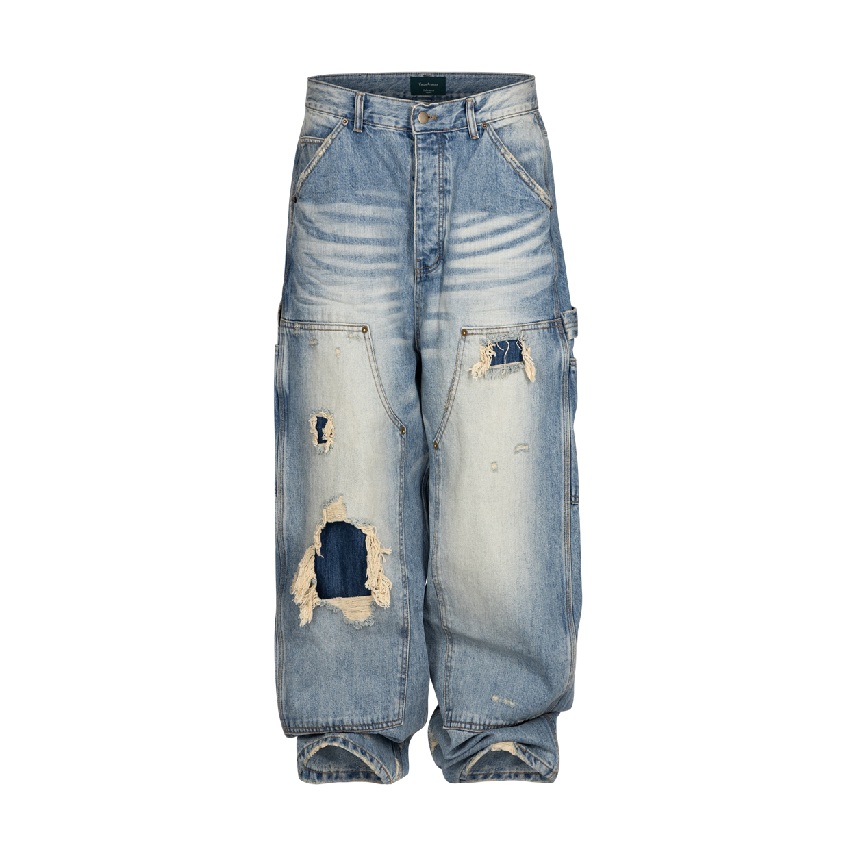 언더마이카 빈티지 디스트레스드 데님 카펜터 블루 데님(Undermycar Vintage Distressed Denim Carpenter Blue Denim)