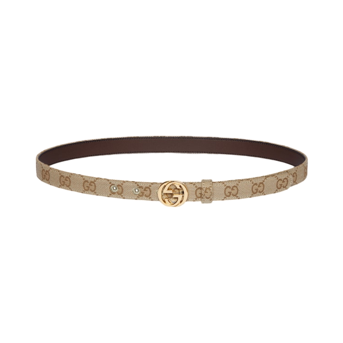 864428-FAFXM-9611 Gucci Interlocking G Buckle Thin Belt Sand