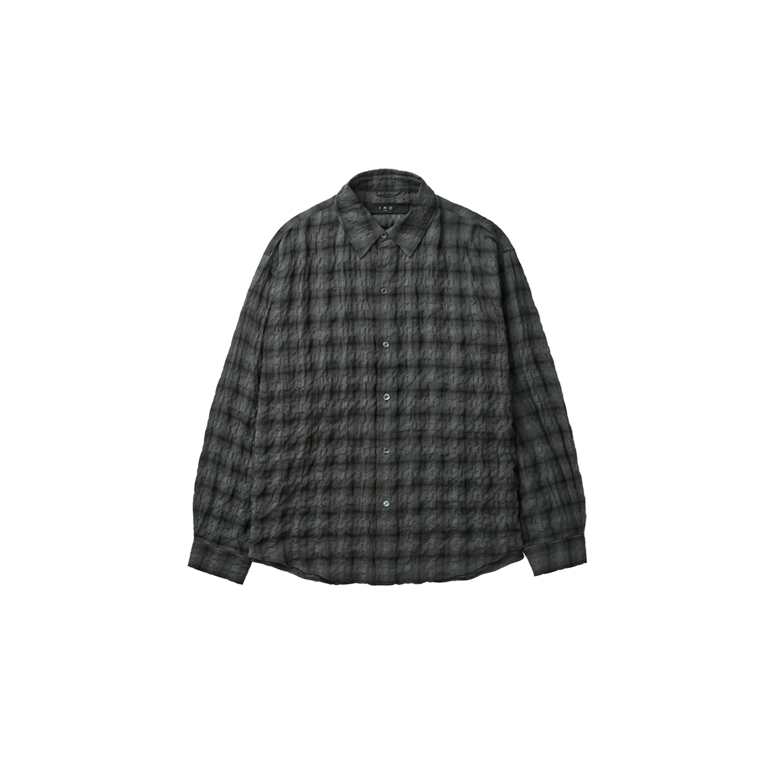 IQSFM26701GYD IRO Contour Check Crease Dyed Long-Sleeve Shirt Dark Gray