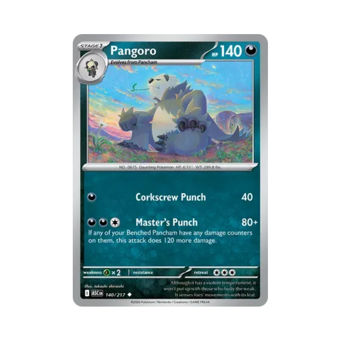 ASC140-217 Pokemon TCG Pangoro U Mega Evolution Ascended Heroes (English Ver.)