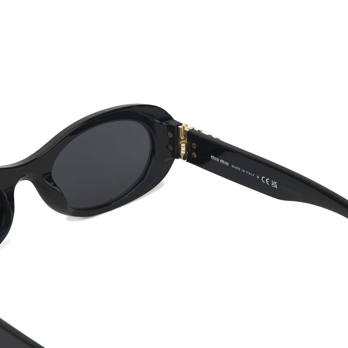 (W) 미우 미우 글림스 선글라스 슬레이트 그레이 렌즈 블랙 아세테이트((W) Miu Miu Glimpse Sunglasses Slate Grey Lenses Black Acetate) - 6