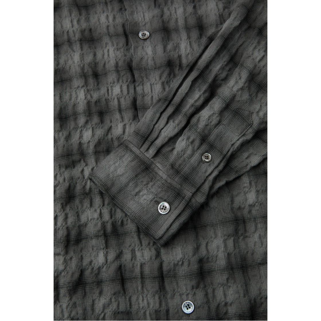 이로 컨투어 체크 크리즈 다잉 긴팔 셔츠 다크 그레이(IRO Contour Check Crease Dyed Long-Sleeve Shirt Dark Gray) - 5