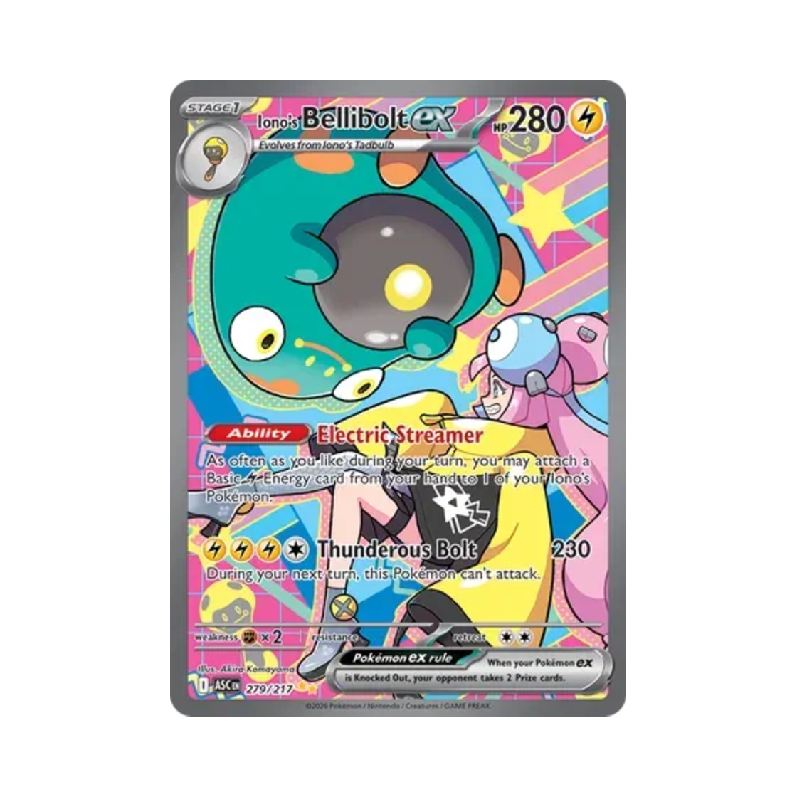 포켓몬 TCG 모야모의 찌리배리 ex SIR 메가 에볼루션 어센드 히어로즈 (영문판)(Pokemon TCG Iono's Bellibolt ex SIR Mega Evolution Ascended Heroes (English Ver.)) - 1