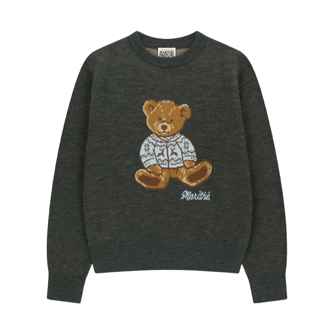 - Marithe Francois Girbaud Doodle Bear Knit Pullover Charcoal
