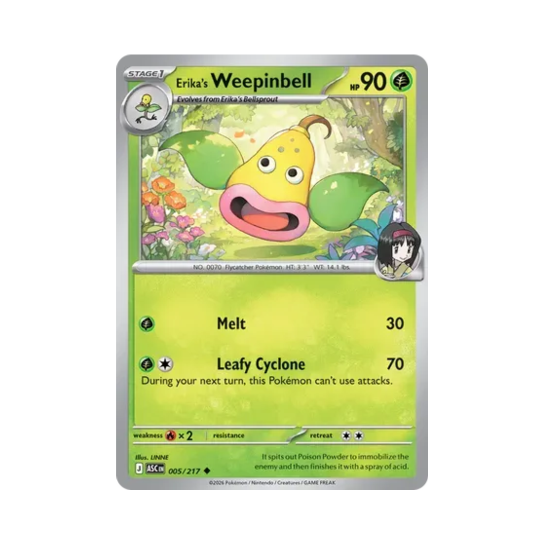 ASC005-217 Pokemon TCG Erika's Weepinbell U Mega Evolution Ascended Heroes (English Ver.)