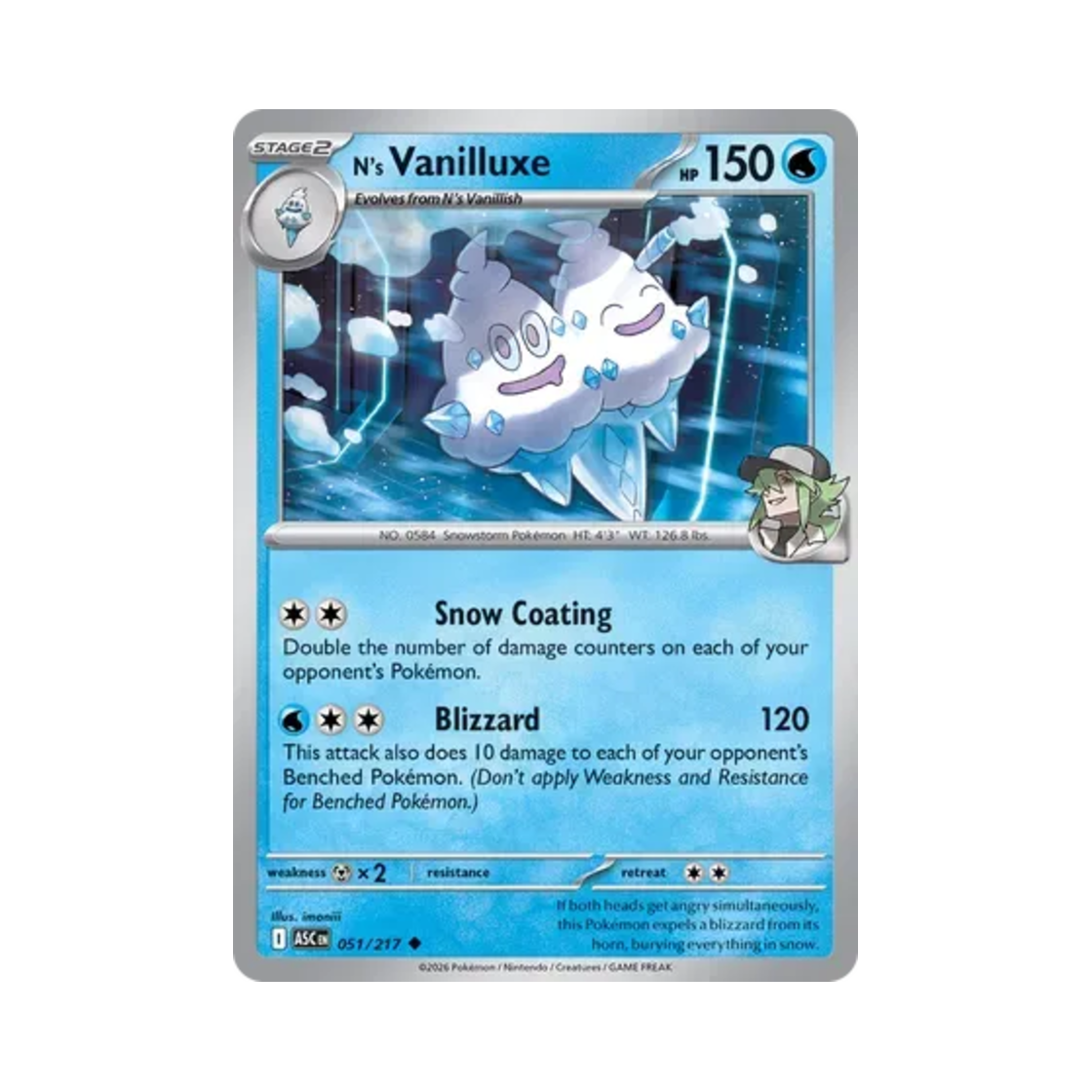 ASC051-217 Pokemon TCG N's Vanilluxe U Mega Evolution Ascended Heroes (English Ver.)