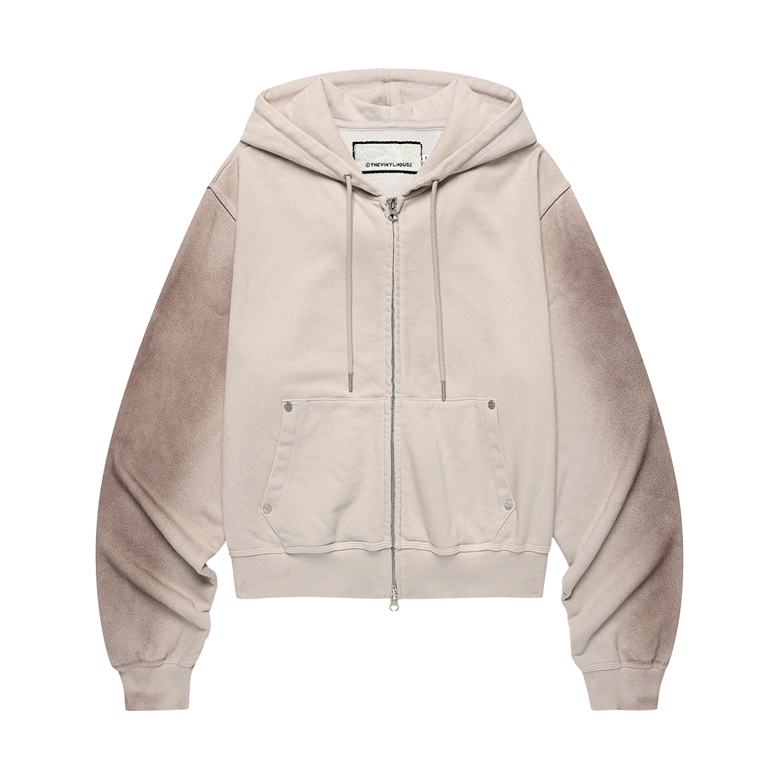 VH2FFFM482ABE Thevinylhouse Dyed Crop Hoodie Zip-Up Beige