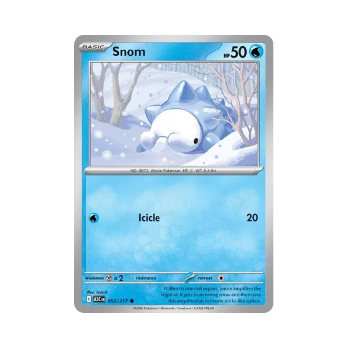 포켓몬 TCG 누니머기 C 메가 에볼루션 어센드 히어로즈 (영문판)(Pokemon TCG Snom C Mega Evolution Ascended Heroes (English Ver.))