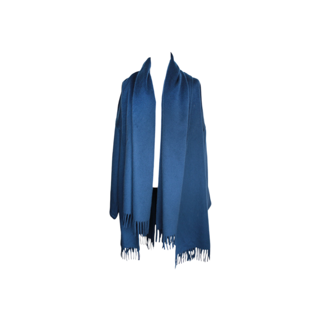 ITHGSH9Q5KK7 Salvatore Ferragamo Blue Fringe Cashmere Coat (One Size)