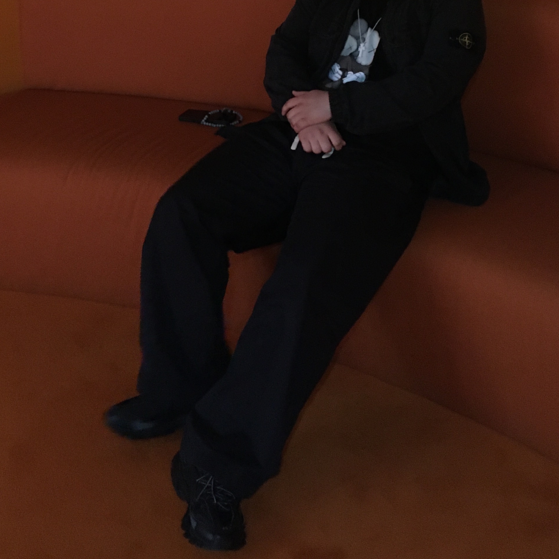 Moncler x Palm Angels Gwenyth Padded Vest Black - 24FW, Stone Island 102WN Brushed Organic Cotton Overshirt Black - 23FW 착용 스타일 - 4