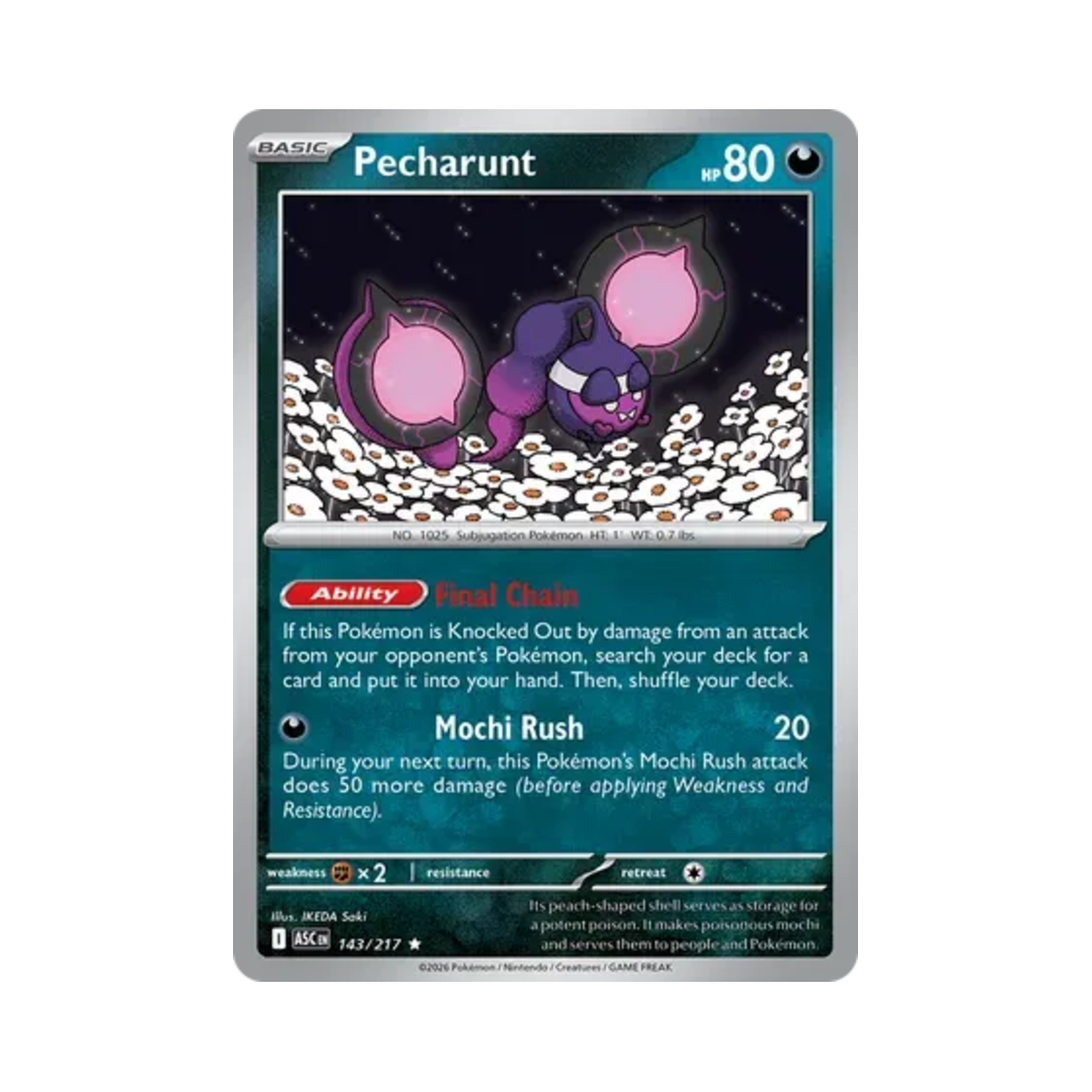 포켓몬 TCG 복숭악동 R 메가 에볼루션 어센드 히어로즈 (영문판)(Pokemon TCG Pecharunt R Mega Evolution Ascended Heroes (English Ver.))