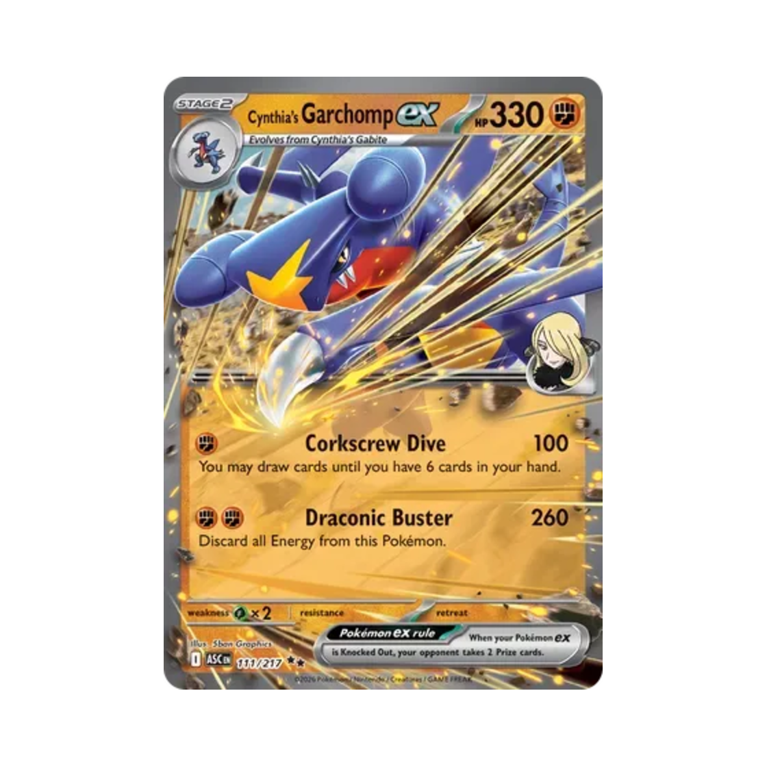 포켓몬 TCG 난천의 한카리아스 ex DR 메가 에볼루션 어센드 히어로즈 (영문판)(Pokemon TCG Cynthia's Garchomp ex DR Mega Evolution Ascended Heroes (English Ver.))
