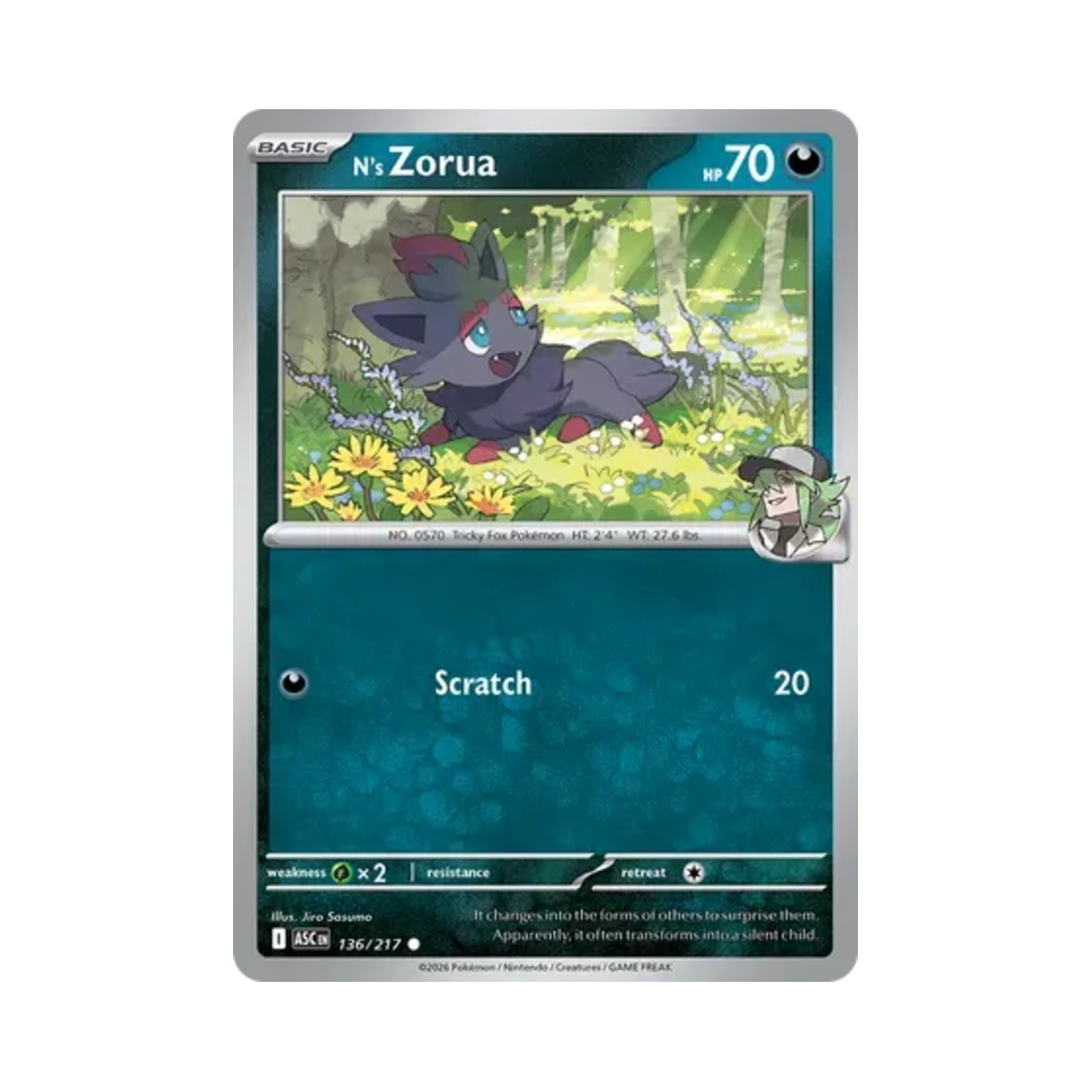 포켓몬 TCG N의 조로아 C 메가 에볼루션 어센드 히어로즈 (영문판)(Pokemon TCG N's Zorua C Mega Evolution Ascended Heroes (English Ver.)) - 1