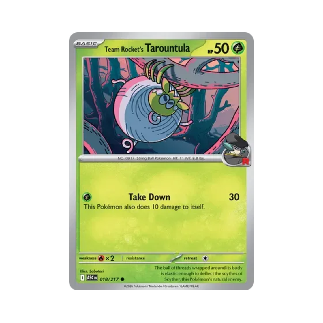 ASC018-217 Pokemon TCG Team Rocket's Tarountula C Mega Evolution Ascended Heroes (English Ver.)