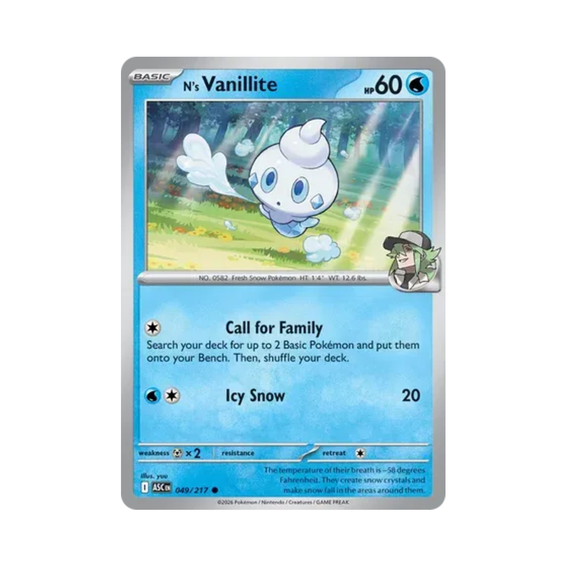 포켓몬 TCG N의 바닐프티 C 메가 에볼루션 어센드 히어로즈 (영문판)(Pokemon TCG N's Vanillite C Mega Evolution Ascended Heroes (English Ver.)) - 1